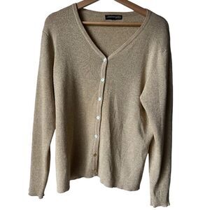 JONATHAN MARTIN sweater vintage style Studio Gold V-Neck Cardigan Top size L.